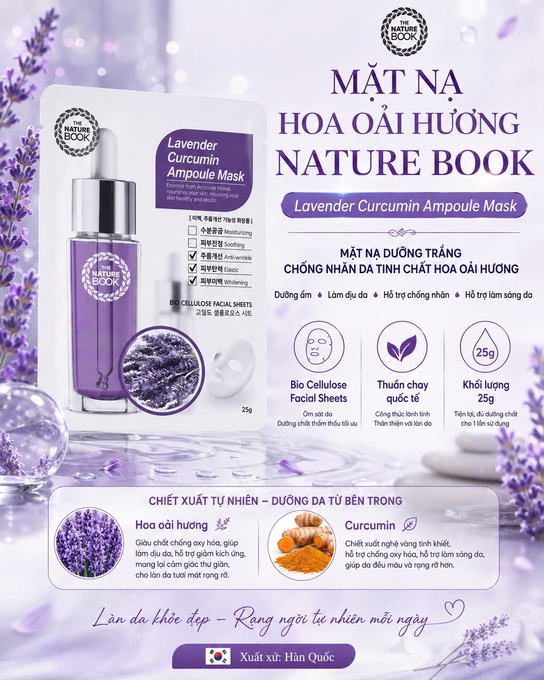 Mặt Nạ Hoa Oải Hương Curcumin 10 miếng