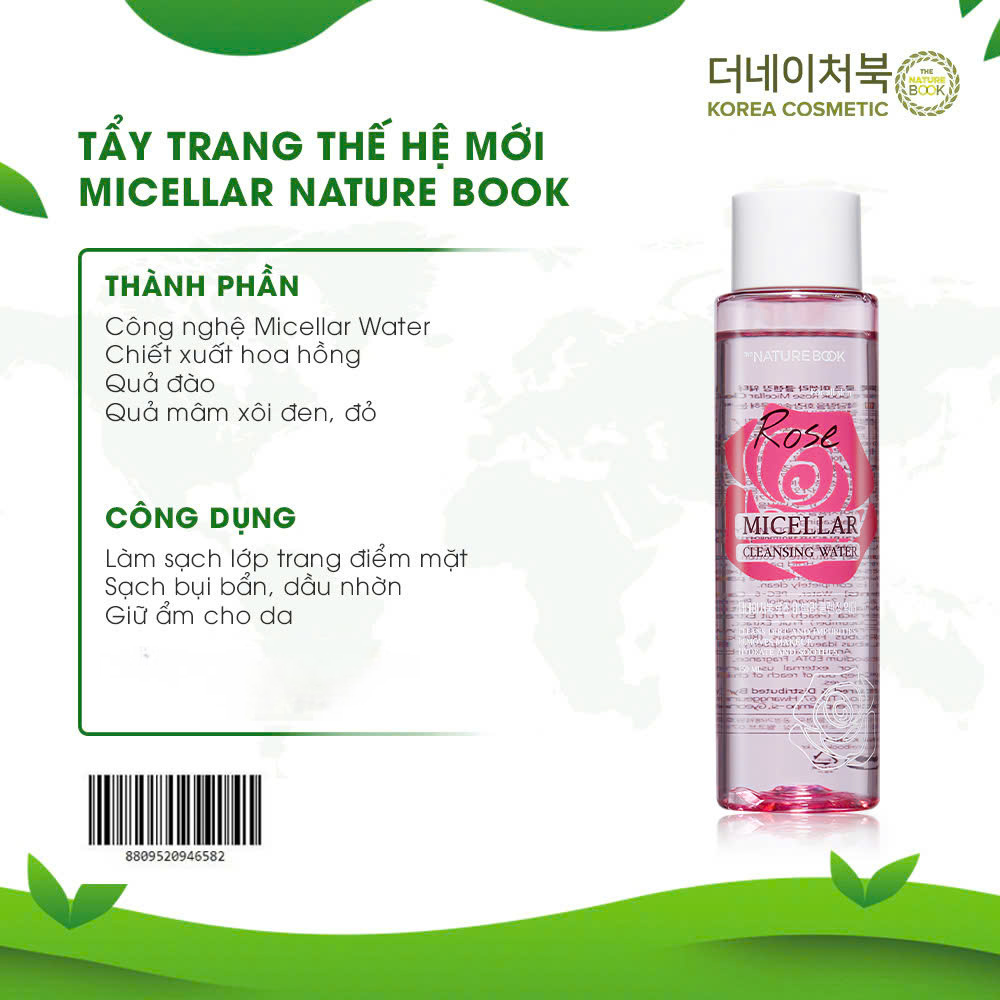 Nước Tẩy Trang Micellar Hoa Hồng The Nature Book 150ml